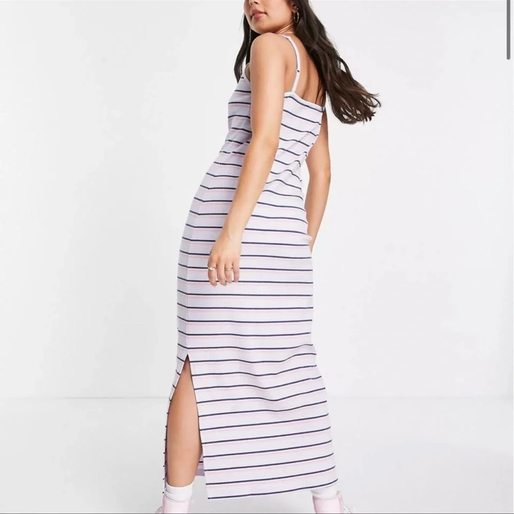 Nike Femme ribbed maxi‎ dress in violet purple stripe